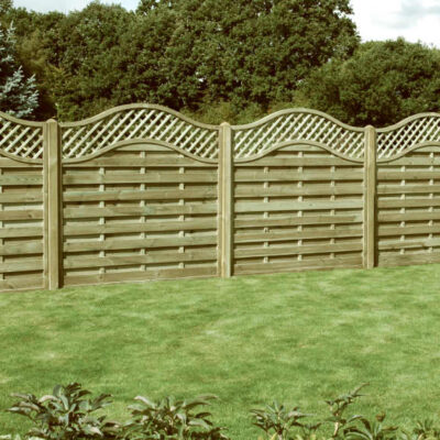 High quality Omega Lattice Top Fence Panels bordering a lawn