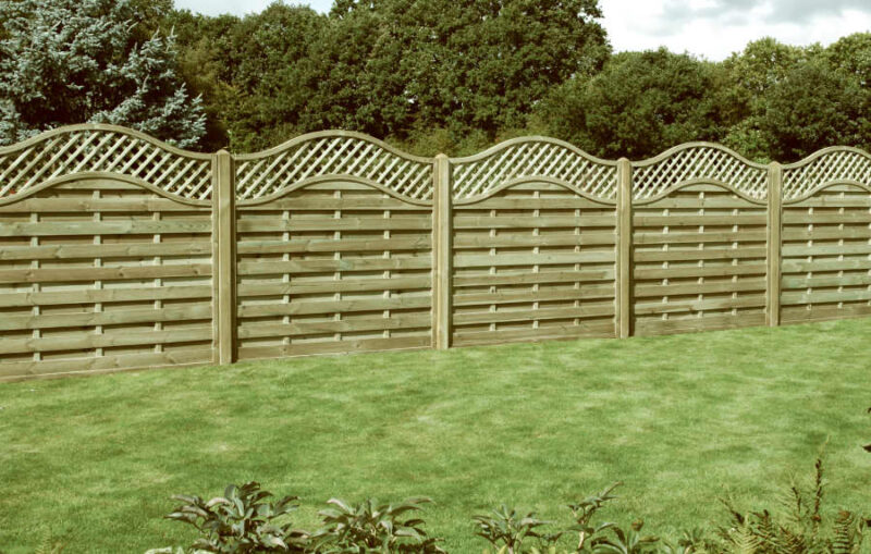 High quality Omega Lattice Top Fence Panels bordering a lawn