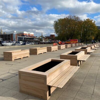 Oak sleepers as raised beds