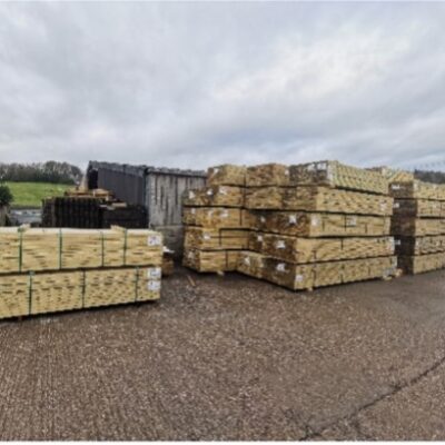 Stacks of C24 treated timber in yard