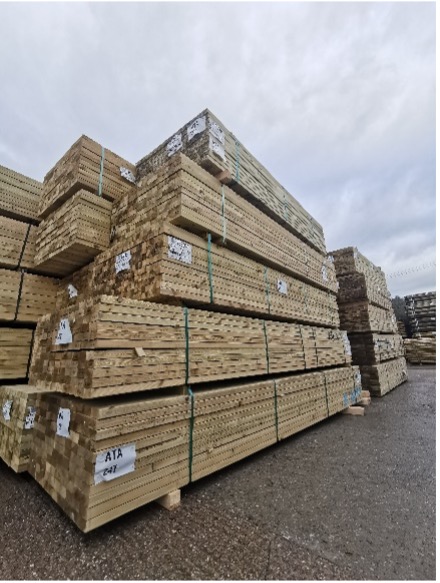 Stacked C24 timber of various sizes