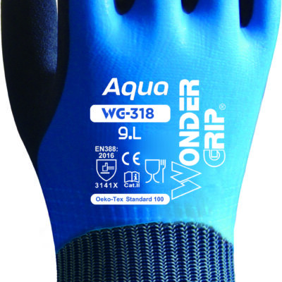 Wonder Grip WG-318 Aqua Blue Gloves (Medium)