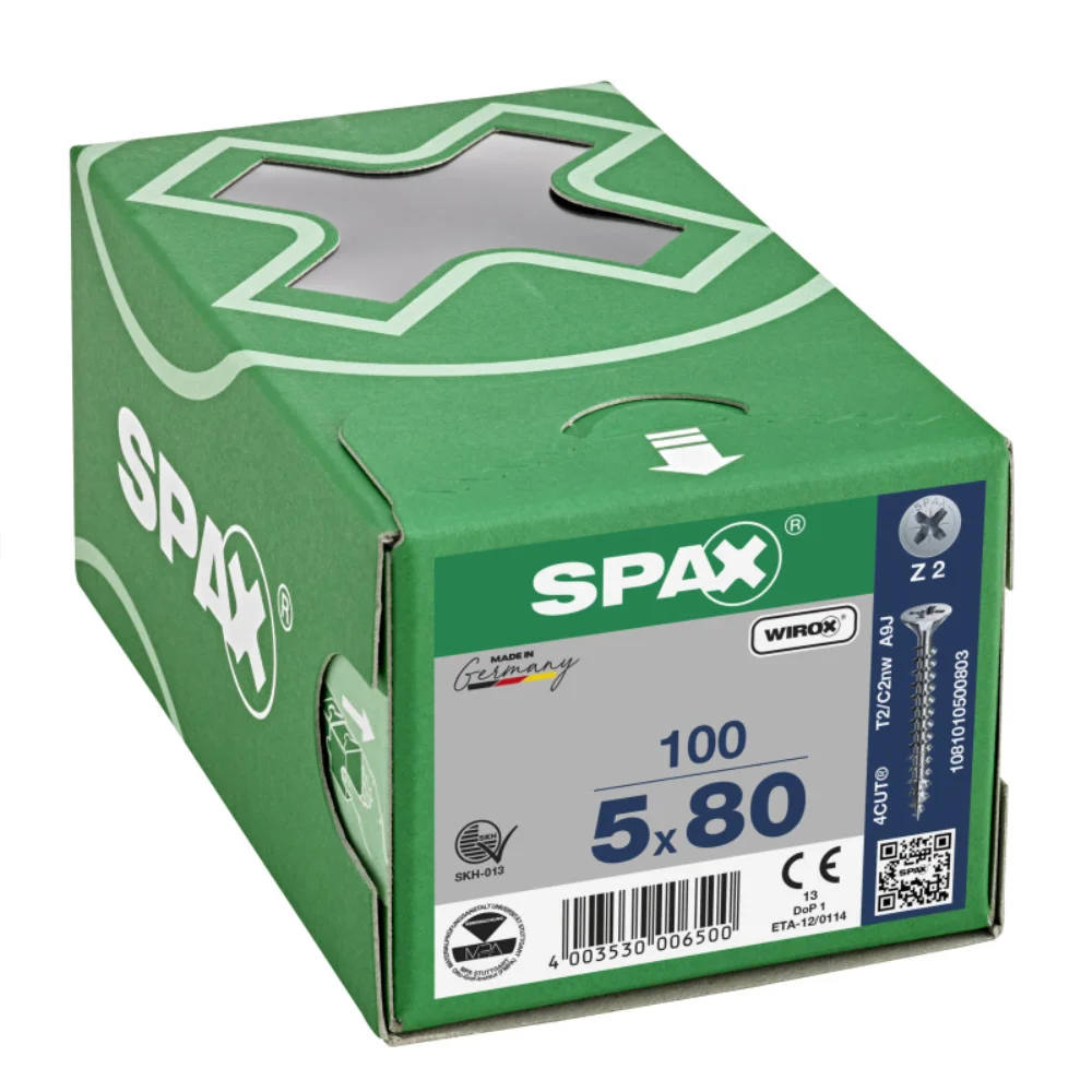 SPAX 5x80mm Pozi PZ2 Flat CSK Screws – Wirox Coated (100 Pack) - Image 2