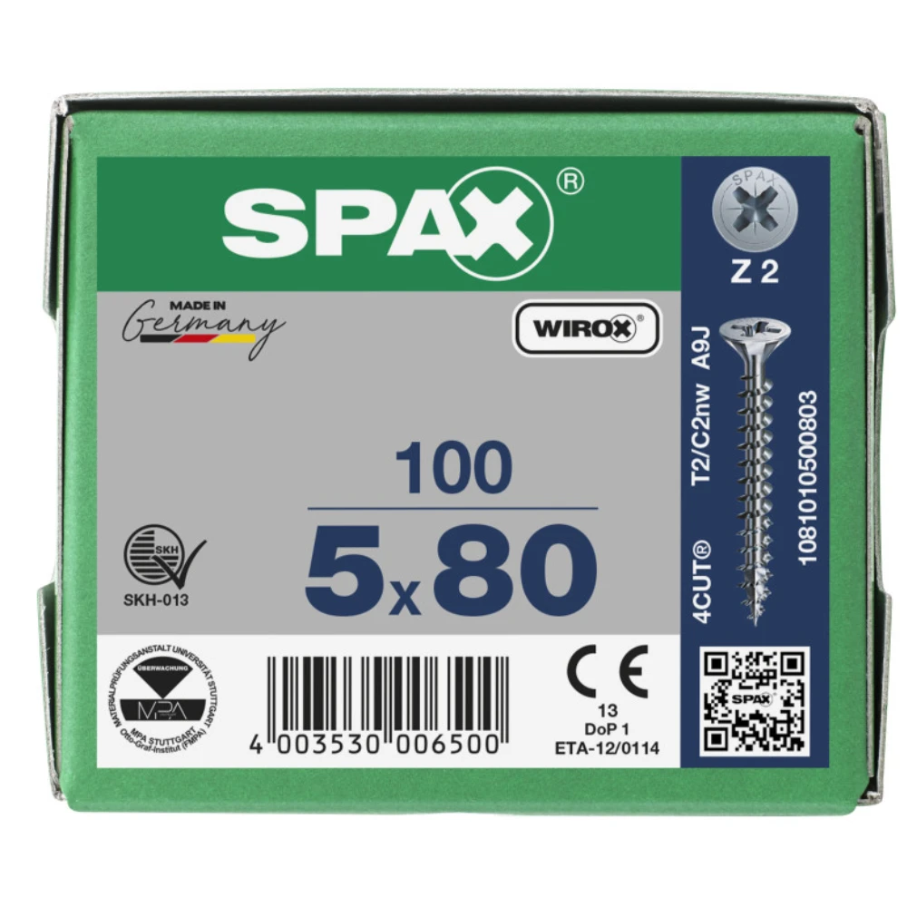 SPAX 5x80mm Pozi PZ2 Flat CSK Screws – Wirox Coated (100 Pack) - Image 3