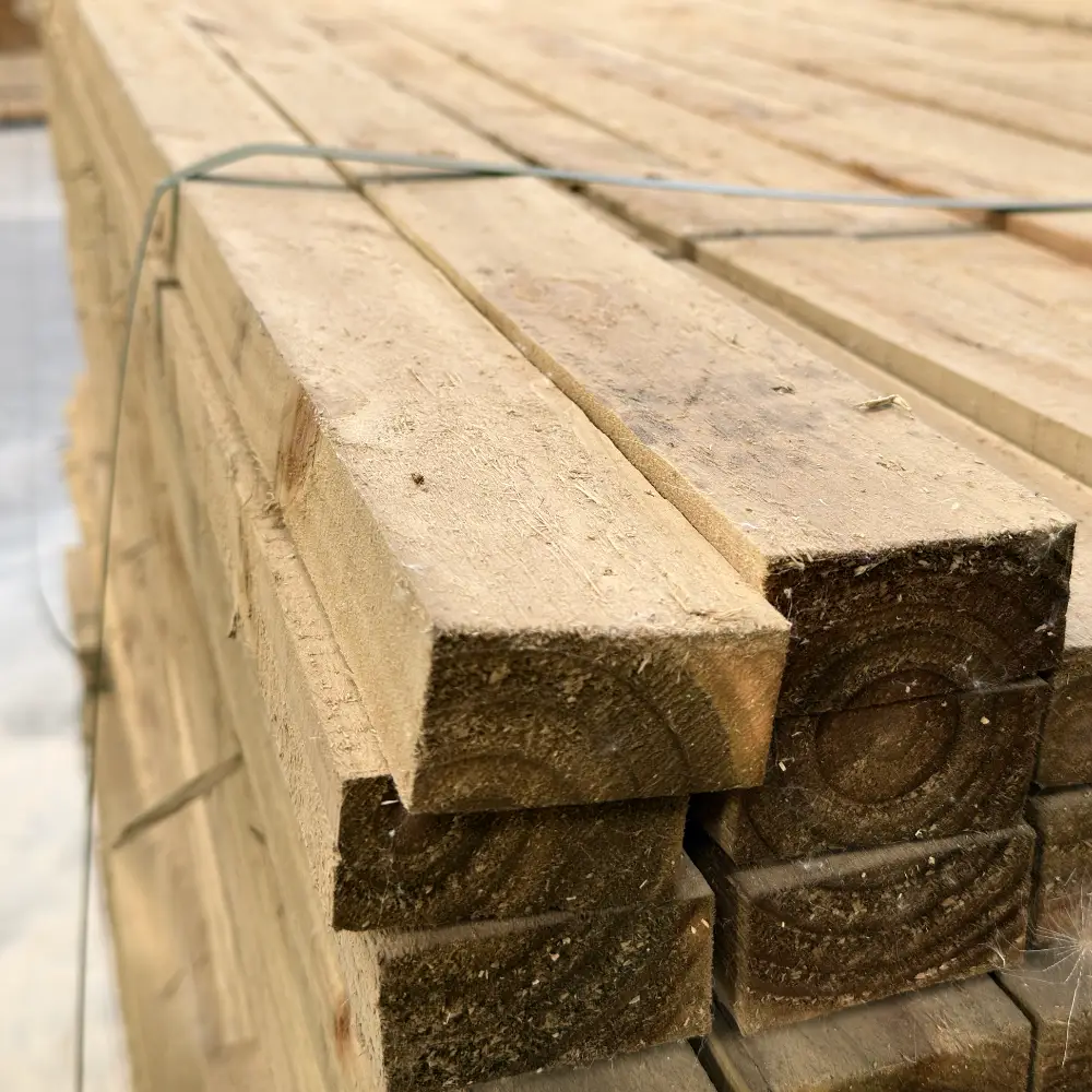 32mm x 65mm x 1.83m Sawn Green Treated Fencing Back Rail - Image 2