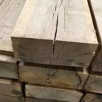 Stack of grade 2 oak sleepers showing ¾ view