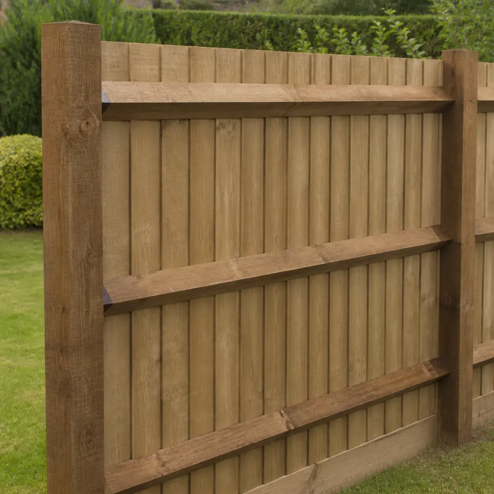 examples of an arris rail fixed to rear of fence panel in gardens setting.